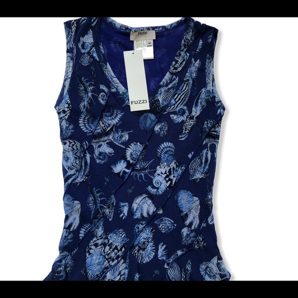 NWT Fuzzi “seashell” ruffle hem mesh top - Picture 2 of 4